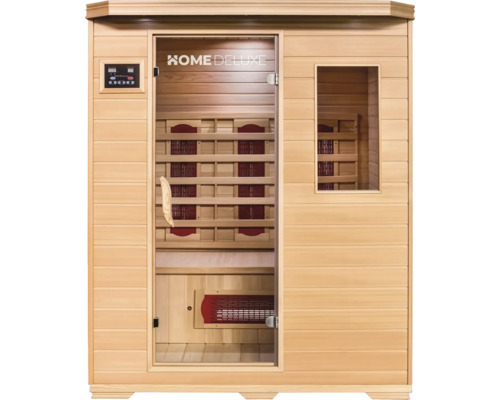 Saună Home Deluxe din lemn cu element de control și ușă de sticlă