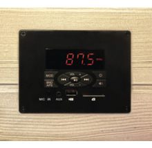 Modul audio negru cu ecran, butoane și conectori