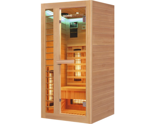 Saună cu infraroșu Home Deluxe cu ușă de sticlă și placare din lemn