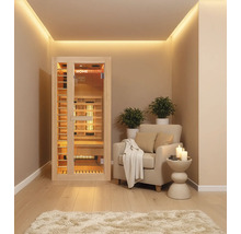 Interior cu saună cu infraroșu Home Deluxe, fotoliu și măsuță laterală