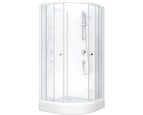 Cabină de duș completă form&style COOKS 85x85x195 cm alb Cabină de duș pe colț cu uși de sticlă și baterie de duș