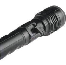 Lanternă LED neagră cu port USB