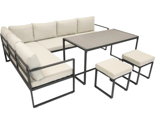 Set mobilier de grădină cu canapea, masă și taburete