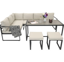 Set mobilier de grădină cu canapea de colț, masă și două scaune