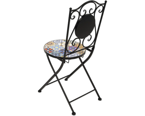 Scaun de grădină pliabil cu șezut mozaicat și cadru metalic