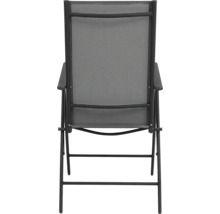 Scaun de grădină cu tapițerie textilă și brațe, vedere din spate