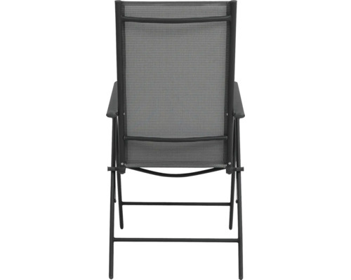 Scaun de grădină cu tapițerie textilă și brațe, vedere din spate