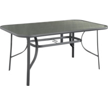 Masa dreptunghiulară de grădină cu blat de sticlă și cadru metalic