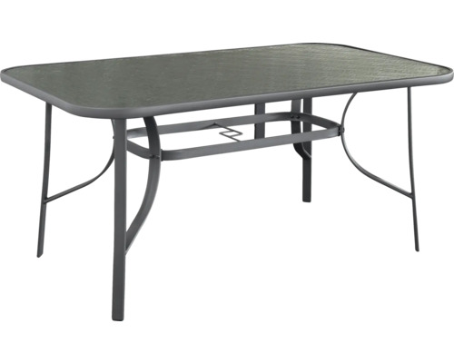 Masa dreptunghiulară de grădină cu blat de sticlă și cadru metalic