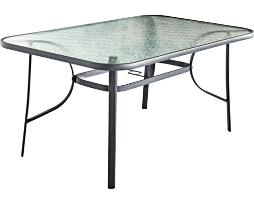 Masă grădină metal/sticlă 154x97x72 cm antracit Masa de grădină cu blat de sticlă și cadru metalic