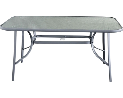 Masa de grădină cu blat de sticlă și cadru metalic