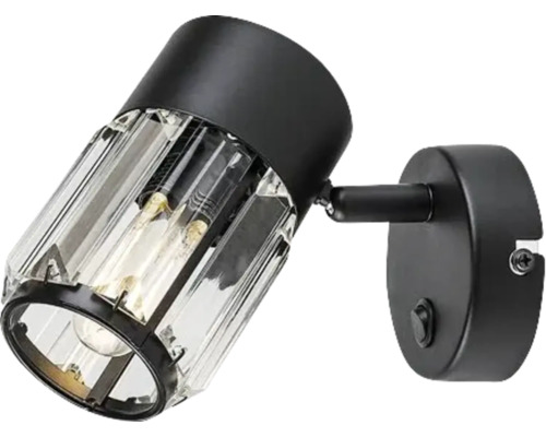 Spot aplicat Rabalux Venaro E14 max. 1x15W, negru/sticlă Lumină de perete pivotantă cu abajur din sticlă transparentă