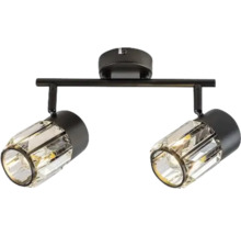 Lumină de plafon cu două spoturi din metal și sticlă