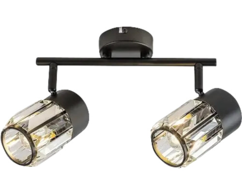 Lumină de plafon cu două spoturi din metal și sticlă