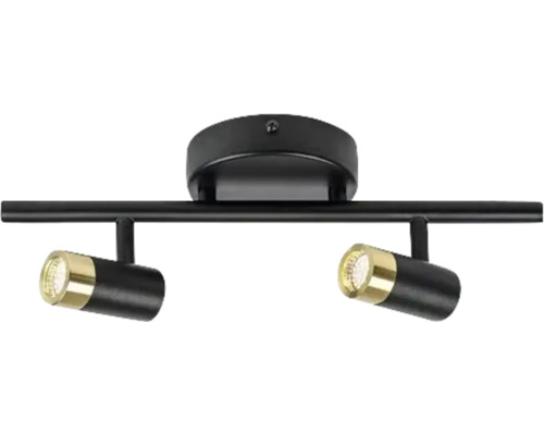 Șină spoturi cu LED integrat Kadir 2x3W 600 lumeni, negru/auriu Corp de iluminat de tavan cu două becuri cu spoturi rotative