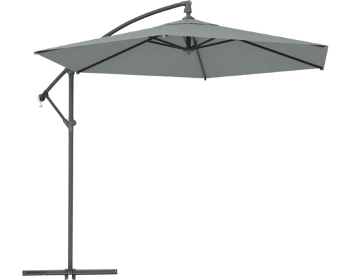 Umbrelă terasă Soluna Lyon Ø 300 cm H 257 cm 180 g/mp poliester gri Umbrelă cu braț lateral pentru exterior