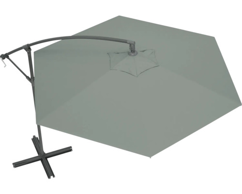 Umbrelă de soare cu braț lateral și bază în cruce pentru grădină