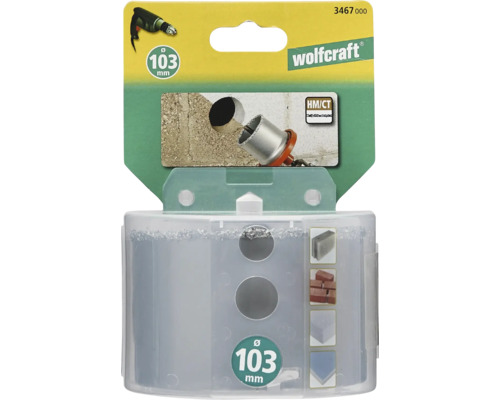 Fierăstrău circular Wolfcraft cu diametrul de 103 mm în ambalaj.