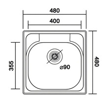 Desen tehnic cu dimensiunile unei chiuvete