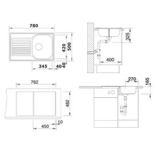 Desen tehnic al unei chiuvete cu dimensiuni