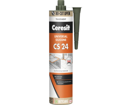 Silicon universal Ceresit CS 24 transparent 280 ml Cartuș Ceresit silicon universal CS 24 cu accesoriu pentru interior și exterior