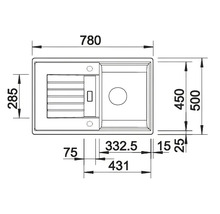 Desenul unei chiuvete cu dimensiuni.