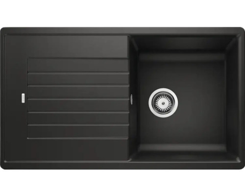 Chiuvetă bucătărie silgranit 1 cuvă Blanco ZIA 5 S 50x78 cm cu picurător negru reversibilă Chiuvetă de bucătărie neagră cu picurător