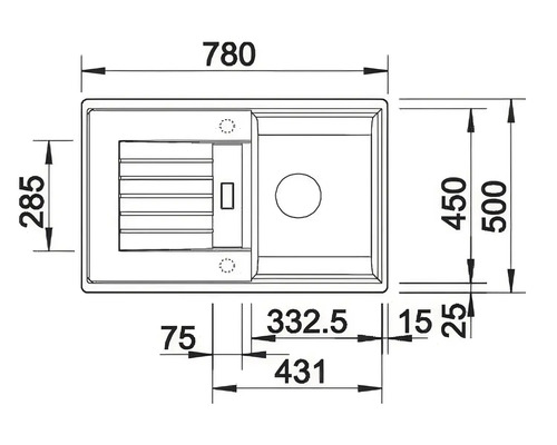 Desenul unei chiuvete cu dimensiuni
