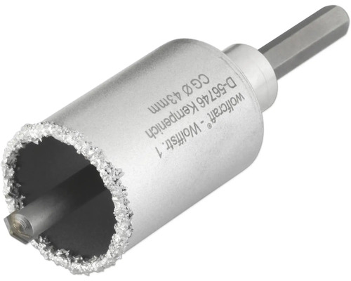 Burghiu Wolfcraft pentru faianță cu diametrul de 43 milimetri