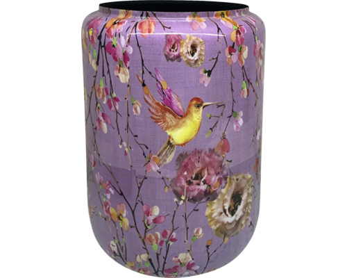 Vază decorativă cu motiv floral și de pasăre