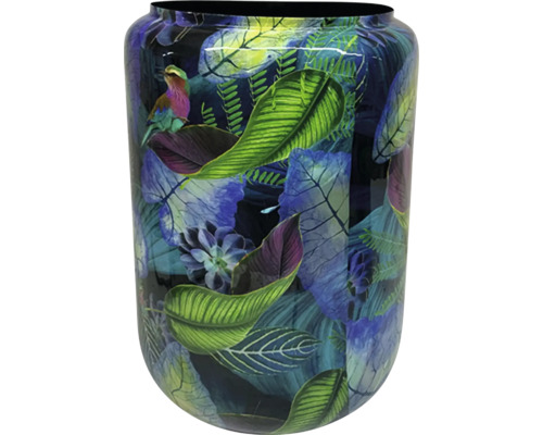 Vază decorativă cu model de frunze și păsări