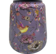 Vază decorativă cu motiv floral și de pasăre