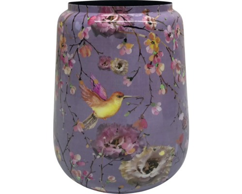 Vază decorativă cu motiv floral și de pasăre