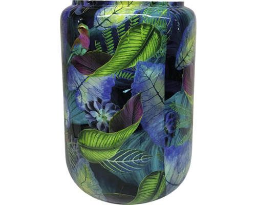 Vază de flori cu motiv de pasăre și plante