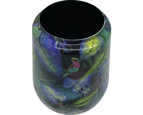 Vază decorativă cu motiv de pasăre și frunze