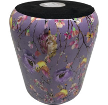 Taburet decorativ cu model floral și șezut tapițat