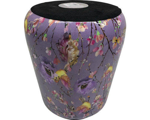 Taburet decorativ cu model floral și șezut tapițat