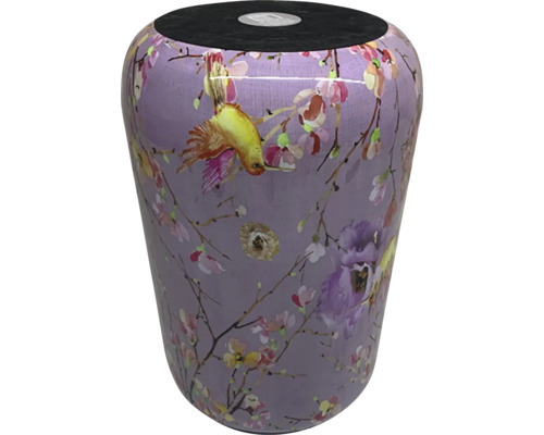 Taburet decorativ cu motiv de păsări și flori