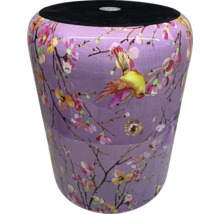 Taburet decorativ cu motiv de pasăre și flori pentru interior