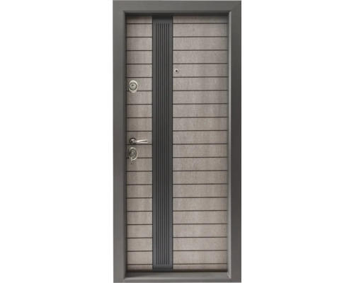 Ușă de intrare metalică pentru interior G20 gri 88x201 cm dreapta Ușă de intrare gri cu panouri orizontale și elemente decorative verticale