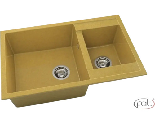 Chiuvetă bucătărie granixit 2 cuve FAT Avangard 234 49x90 cm fără picurător Camel reversibilă Chiuvetă cu două cuve
