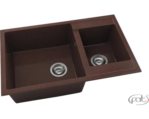 Chiuvetă dublă din granit cu două cuve și scurgere