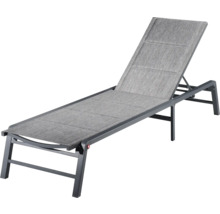 Șezlong de grădină cu spătar reglabil și tapițerie gri