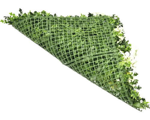 Covor de plante artificiale cu frunze verzi și flori albe