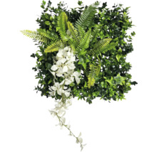 Panou de plante artificiale cu ferigă și flori albe