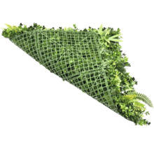 Gard viu artificial cu diverse frunze verzi pe grilaj de plastic