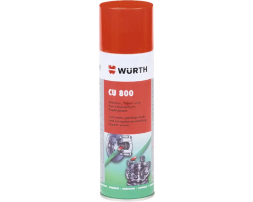 Pastă de cupru Würth Würth CU 800 Spray cu pastă de cupru lubrifiantă, separatoare și de protecție împotriva coroziunii