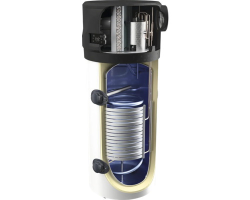 Vedere interioară a unui boiler de apă caldă cu serpentină de încălzire