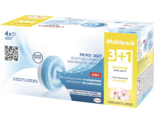 Aero 360 grade rezervă dezumidificator de aer cu parfum de flori sălbatice, multipack