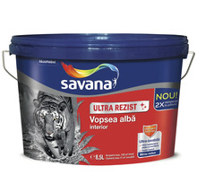 Găleată cu vopsea lavabilă albă pentru interior, marca Savana, 8,5 litri